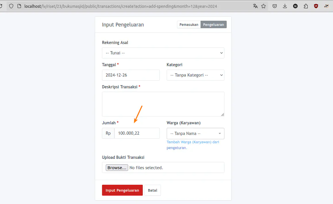 Pemisah Ribuan Input Nominal